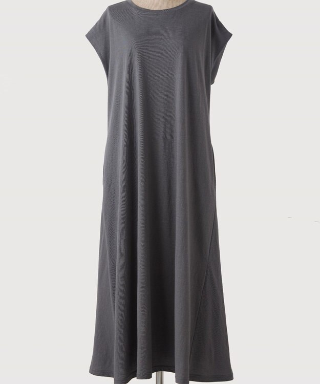 TOQUE 〈大草直子さんアドバイザー〉【天然素材】タンギスコットン天竺 ワンピース チャコールグレー