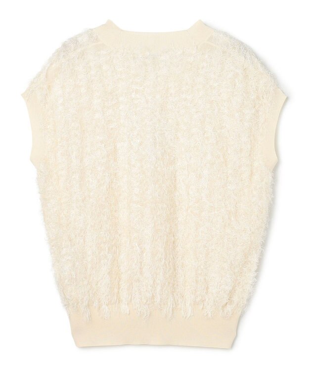 BEIGE， LYCORIS / カットフリンジ Vネックニット Ecru