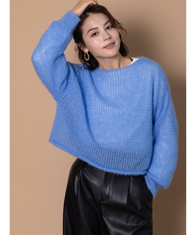 Te chichi 【泉 里香さん着用・Oggi.jp10/23掲載】キャットヤーンメッシュニット ブルー