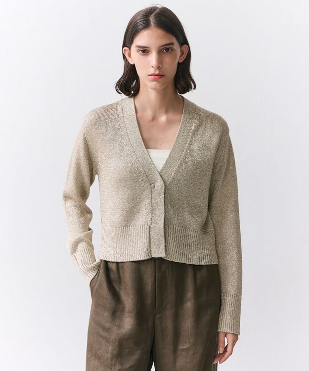 BEIGE， SPESSARTINE / Vネッククロップドカーディガン Gold