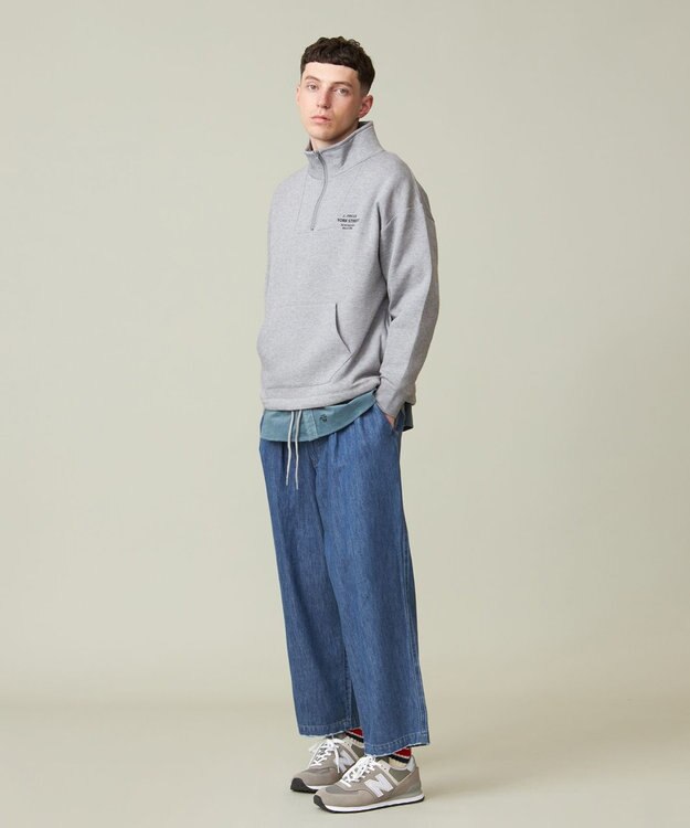 J.PRESS YORK STREET 【UNISEX】スタンド ハーフジップ プルオーバー スウェット ライトグレー系
