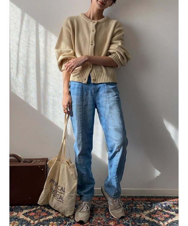 Green Parks クルーネックカーディガン Beige