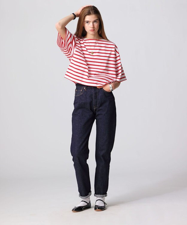 LENO BORDER T-SHIRT / ボーダーTシャツ WHITE×RED