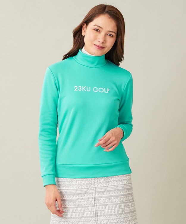 23区GOLF 冬の暖か名品トップス【WOMEN】ストレッチ 裏フリース ピーコックグリーン系