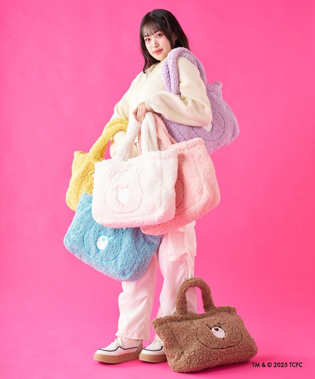 MOONBAT Care Bears(ケアベア) ボアバッグ B4サイズ 手洗い可能 ファイファー ペールピンク