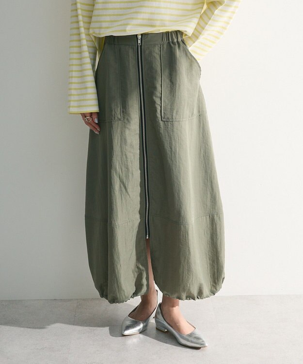 Green Parks フロントＺｉｐコクーンスカート Khaki