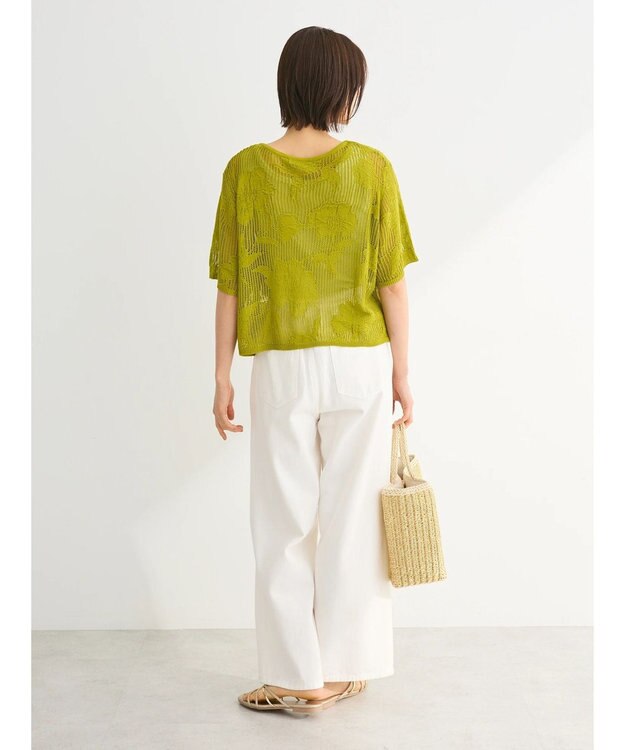 Green Parks 花柄メッシュニットプルオーバー Lime Green