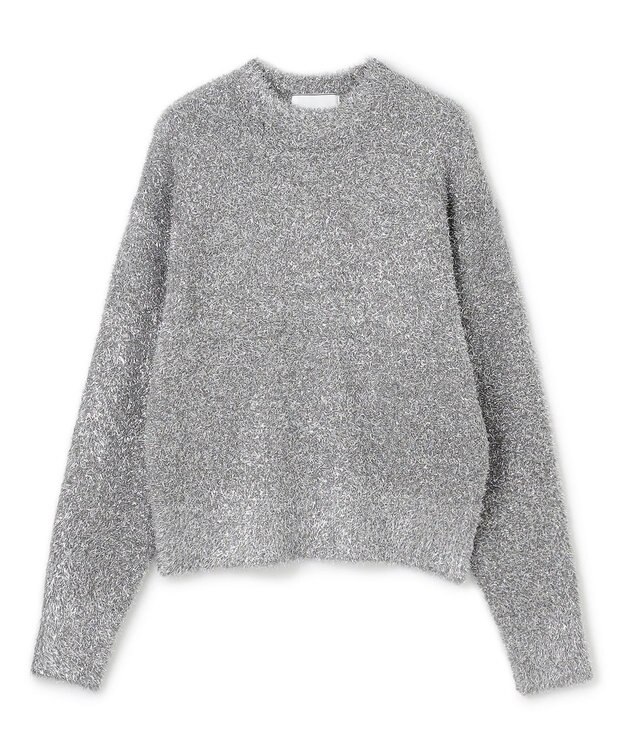 BEIGE， 【洗える】MARRONNIERS / ラメテープヤーンクルーネックニット Silver