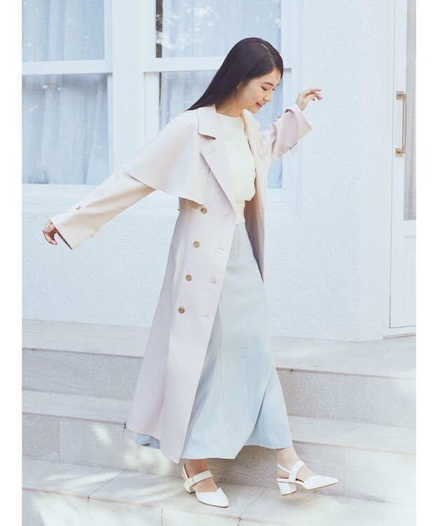 earth music&ecology ２ＷＡＹケープトレンチコート Pink Beige