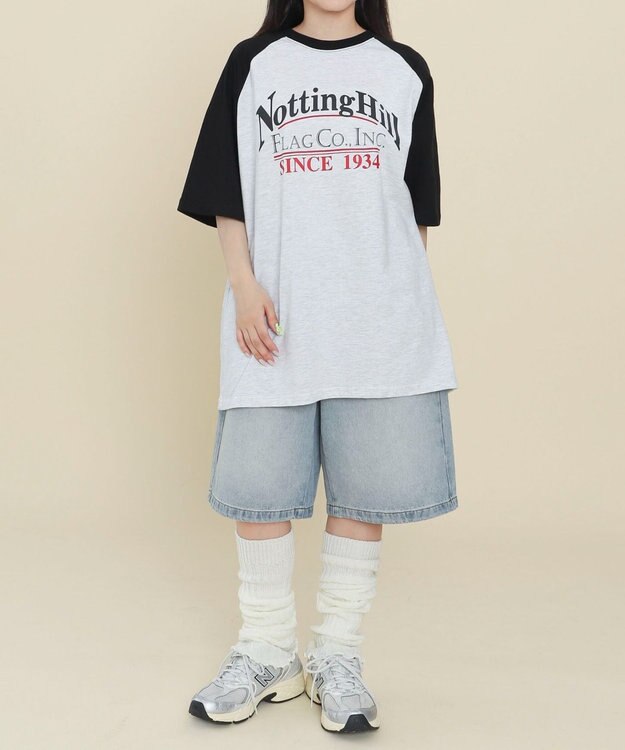 WEGO レタリングラグランT ブラック