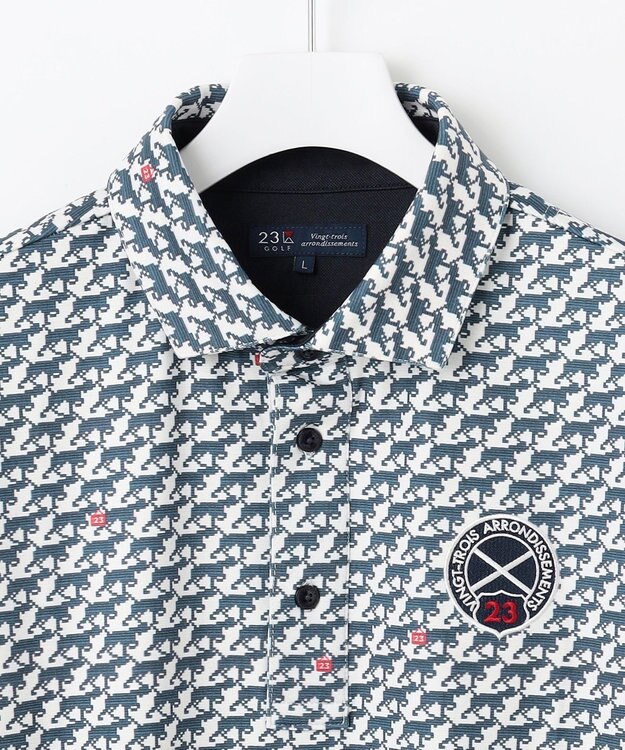 23区GOLF 【MEN】【吸水速乾/UVカット】ハウンドトゥース柄シャツ ホワイト系5