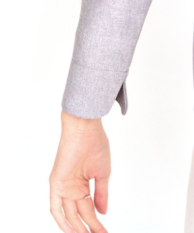 Tiaclasse L ピンタックノーカラージャケット グレージュ