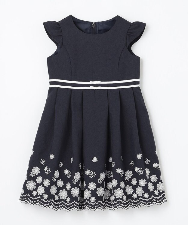 ANY KIDS 裾刺繍ワンピース ネイビー