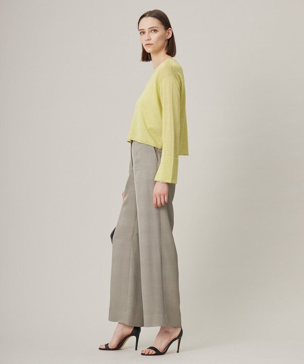 ICB 【洗える】 リネンレーヨンハイゲージ クロップドプルオーバー レモンイエロー系