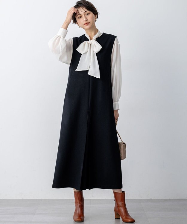 23区 S 【見上愛さん着用/洗える】シアービエラ ボウタイ ブラウス アイボリー系