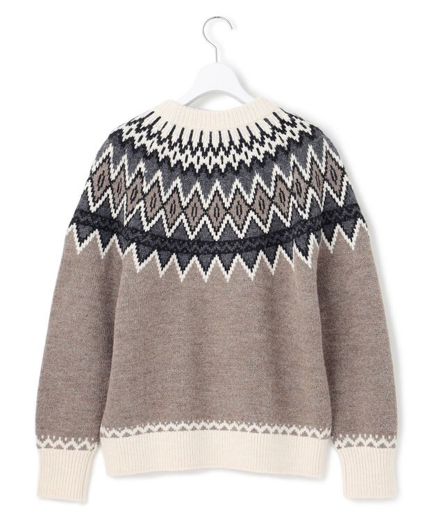 23区 【洗える】ジャガード クルーネック ニット ベージュベース