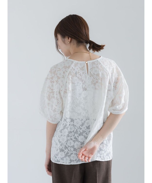 Te chichi メッシュレースボリュームスリーブブラウス オフホワイト