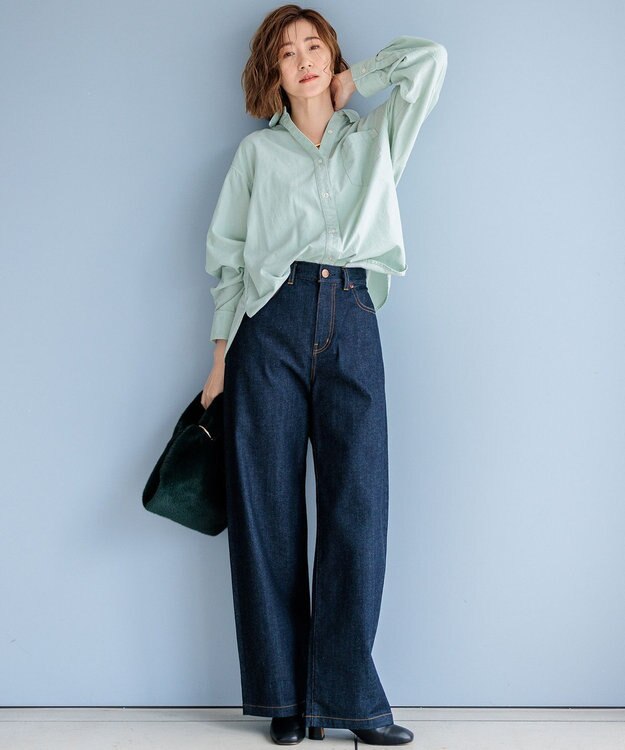 23区 S 【洗える】コットン コーデュロイ ブラウス スモーキーグリーン系