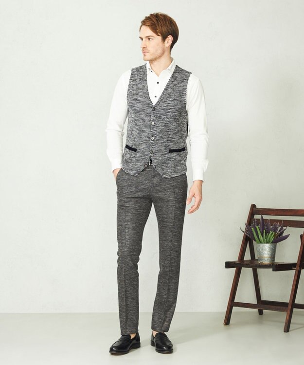 JOSEPH ABBOUD 【キングサイズ・清涼感/軽い/洗える】 スラブギマニットベスト ブラック系