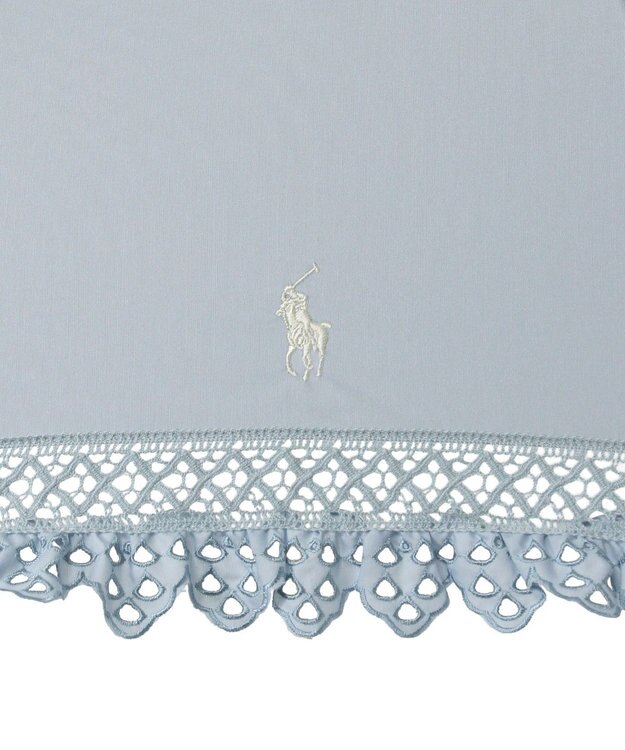 MOONBAT 【遮光/晴雨兼用日傘】POLO RALPH LAUREN(ポロ ラルフローレン) エンブフリル 折りたたみ傘 楽折 遮熱 UV スカイブルー