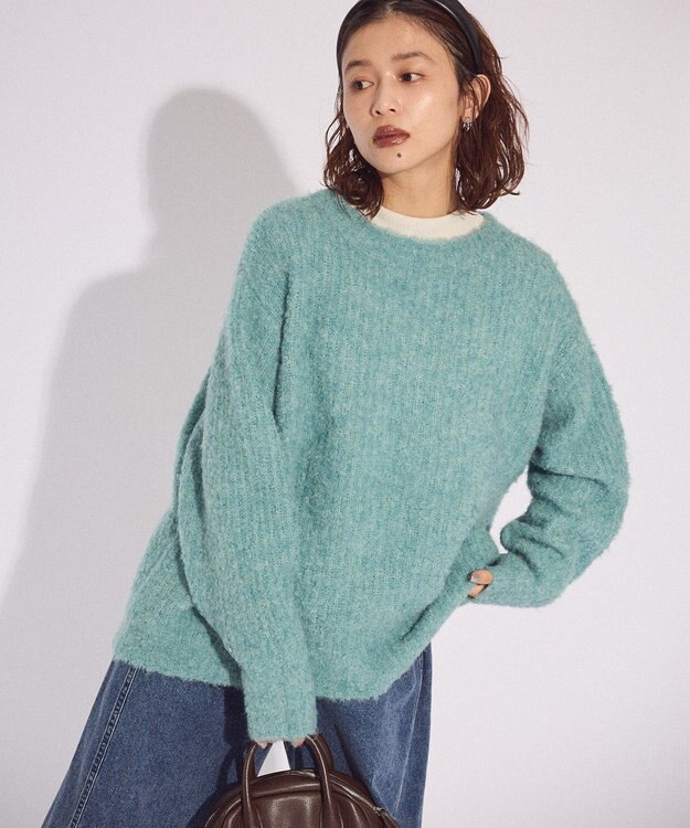 Green Parks ブークレＭＩＸニットチュニック Sax