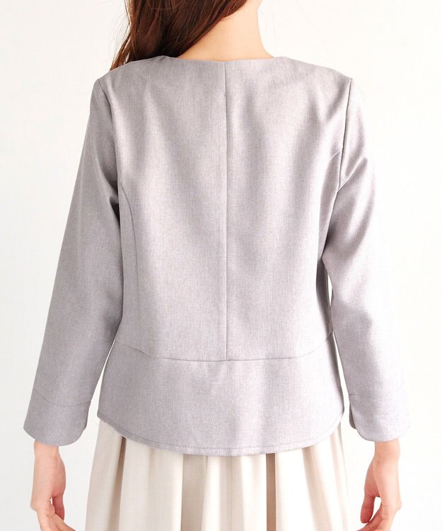 Tiaclasse L ピンタックノーカラージャケット グレージュ