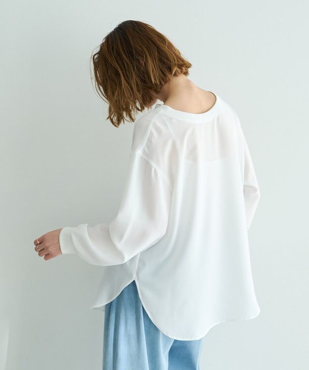 YECCA VECCA 2wayリブMIXジョーゼットブラウス White