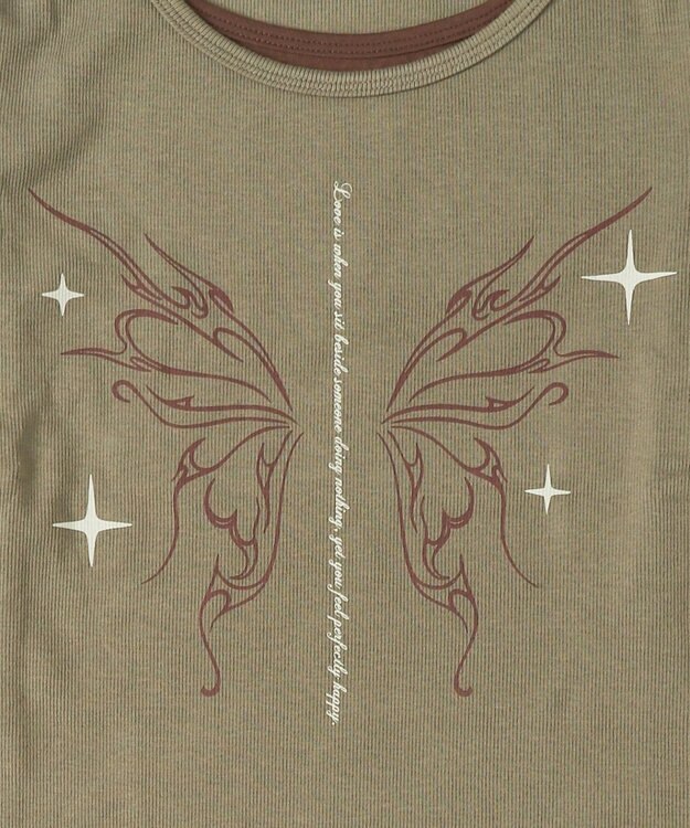 WEGO レイヤードグラフィックTOP カーキ