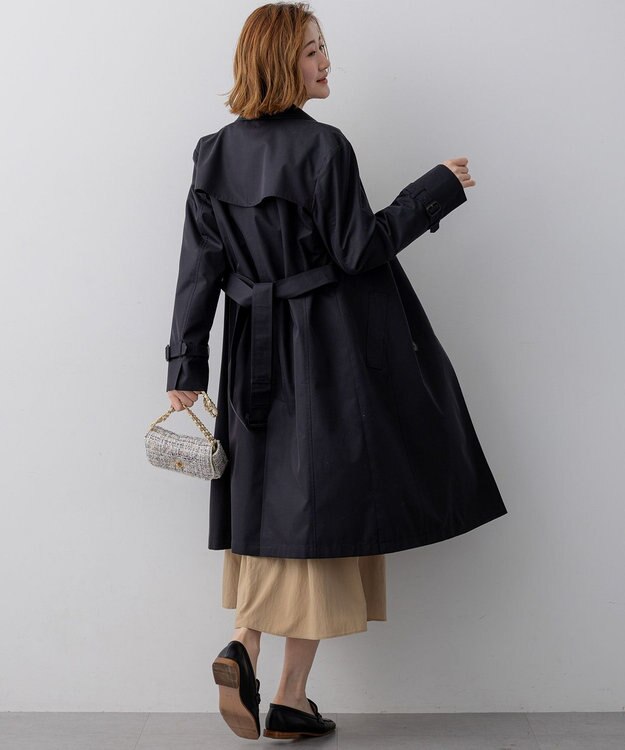 23区 エアータンブラー TCギャバジン ロング トレンチコート ネイビー系