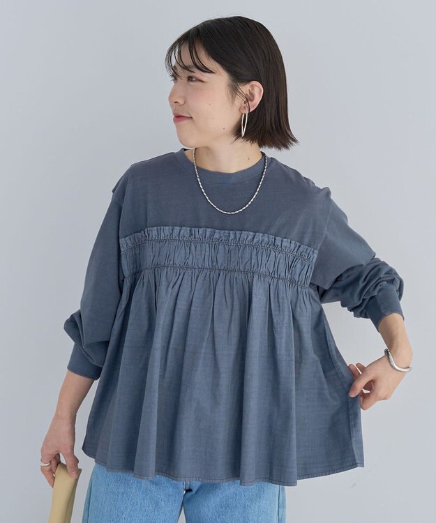 Green Parks ピグメントドッキングシャーリングプルオーバー Dark Blue