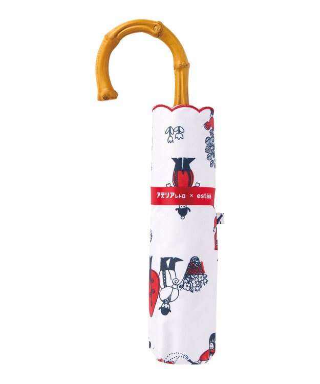MOONBAT アデリアレトロ×estaa 晴雨兼用日傘 折りたたみ傘 おとぎ話 UV 一級遮光 レッド