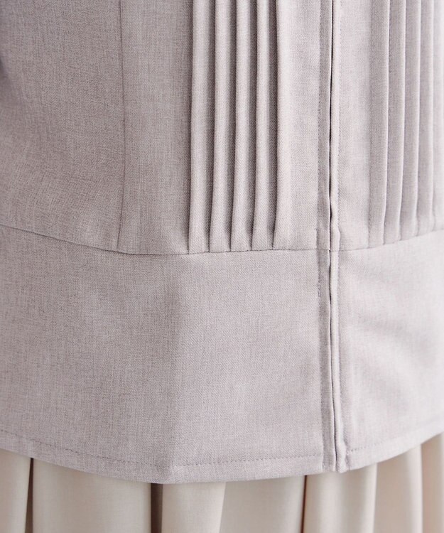 Tiaclasse L ピンタックノーカラージャケット グレージュ