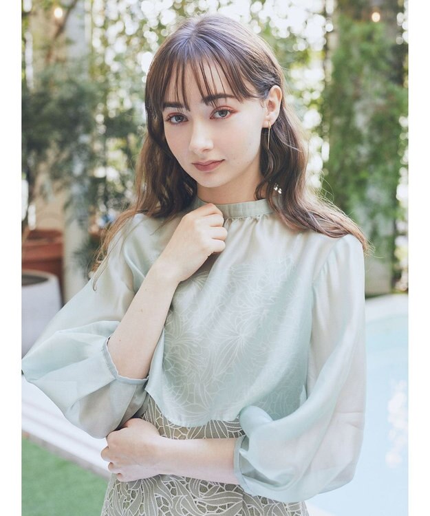 earth music&ecology ＳＥＴ２点　シアーブラウス＋レースキャミワンピース Mint