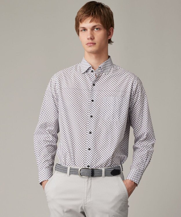 JOSEPH ABBOUD 【キングサイズ・オーガニックコットン使用】ジオメトリックパターンシャツ ライラック系5