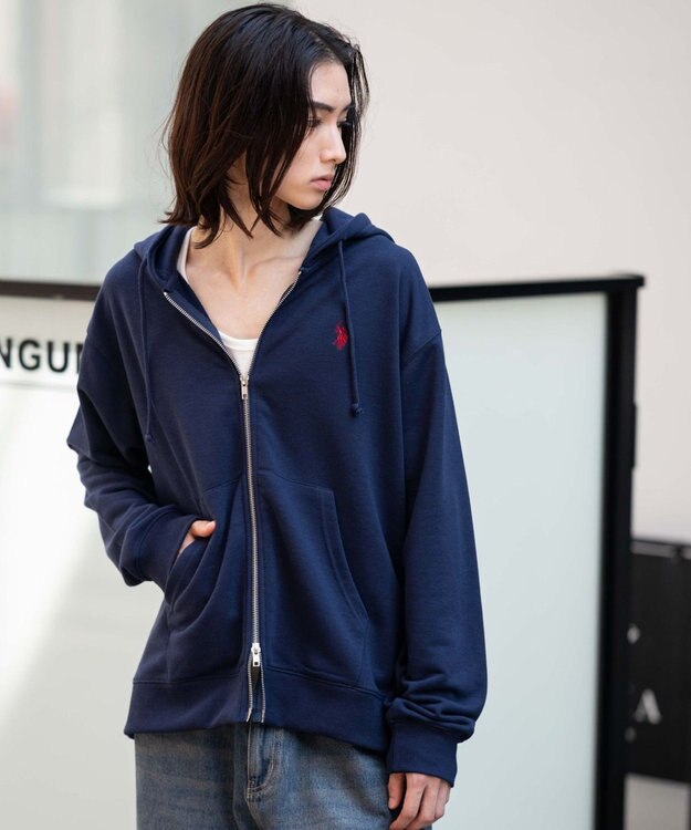 WEGO 【WEB限定/ユニセックス着用ITEM/25年秋冬新作/SMLサイズ展開】別注U.S.POLO ASSN.　ZIPパーカー ネイビー