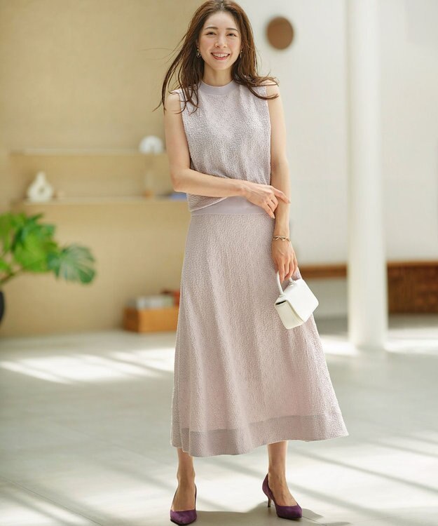 組曲 【2SET】ストレッチジャカード セットアップ ピンクグレージュ系