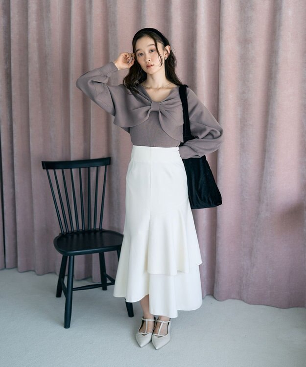 earth music&ecology ティアードイレヘムスカート Ivory