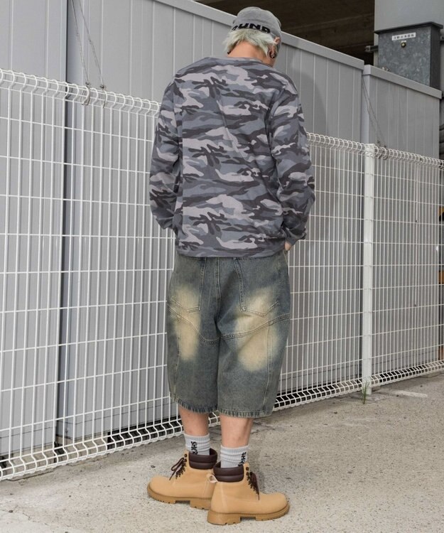 WEGO スウィッチングデニムカーゴショーツ デニム淡加工色