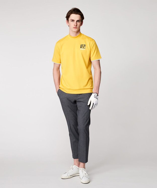 23区GOLF 【MEN】【吸水速乾・UVケア】ベア天竺 モックネックシャツ 適度な厚さで1枚で決まる イエロー系
