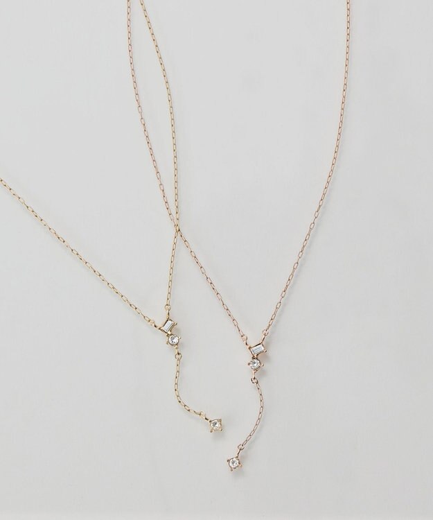 Phoebe 【金属アレルギー対応】ラディアンスビジューYラインネックレス　シャンパンゴールド シャンパンゴールド