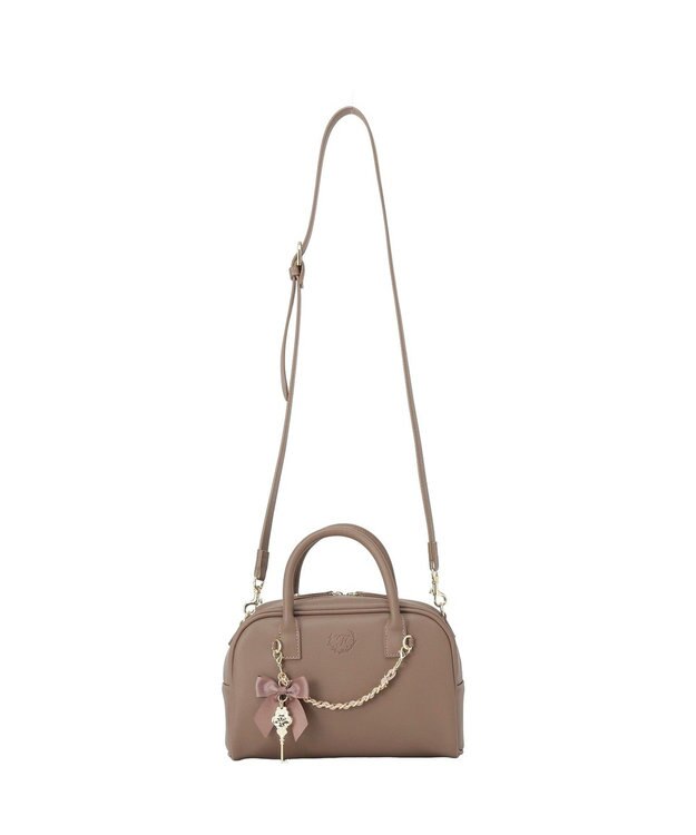 Maison de FLEUR チャーム付きスクエアボストンバッグ Brown