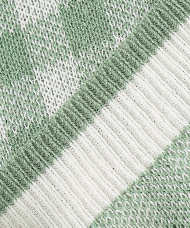 ANY KIDS ギンガム総柄ニット カーディガン グリーンギンガム