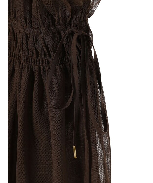 YECCA VECCA チュールギャザーブラウス Brown