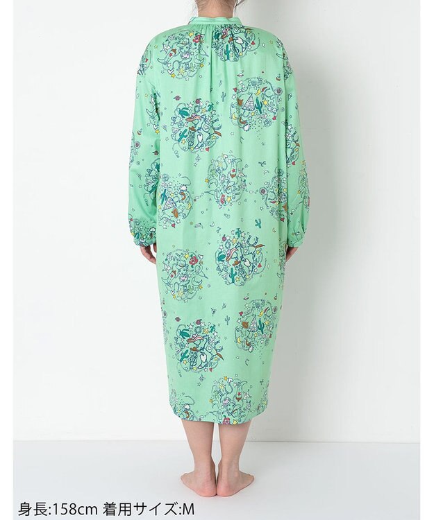 tsumori chisato SLEEP ルームウエア　ワンピース　長袖　綿100%　綿サテン素材　/ワコール　UNX545 メロン