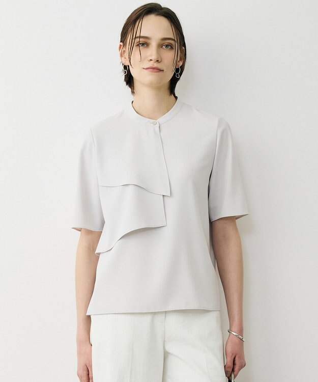 ICB L ストレッチジョーゼット ラッフルディテールブラウス トープ