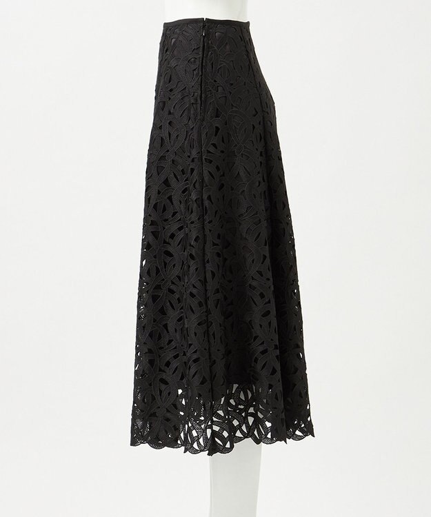 23区 L 【エステータ】ジオメトリックレース スカート ブラック系
