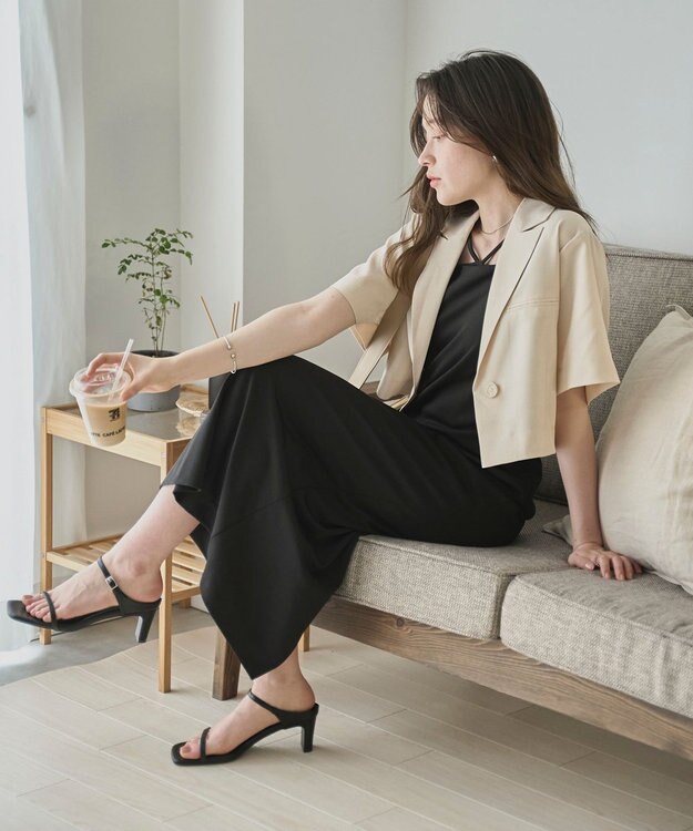 WEGO 【SETUP可】リネンライクショートシャツジャケット ナチュラル