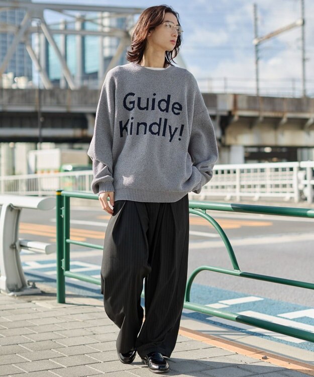 WEGO 【ユニセックス着用ITEM】ベロアモールグラフィックプルオーバー グレー