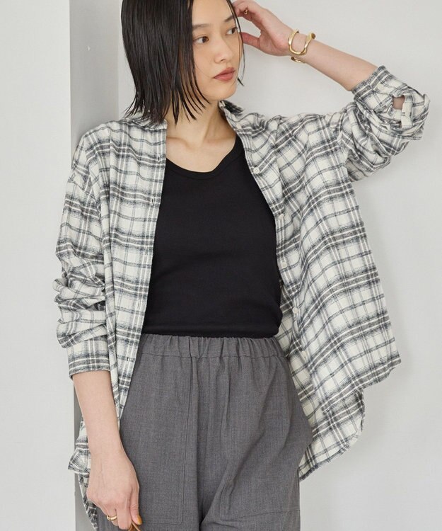 AMERICAN HOLIC ビエラ起毛チェックシャツ Ivory