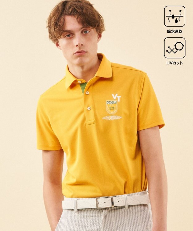 23区GOLF 【MEN】【吸水速乾/UVカット】エイトロックポロシャツ イエロー系